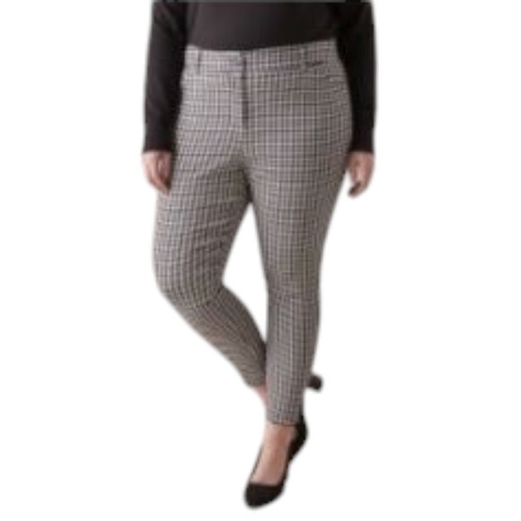 Addition Elle Women's Cropped Ankle Skinny Pants Black White Gingham Size 14 - Picture 2 of 8